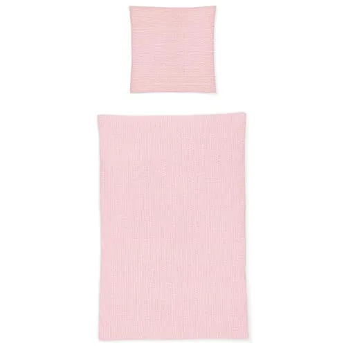 Irisette Seersucker Bettwäsche-Set PETE Easy in Rosa 155x220 - Bettwäschegarnitur aus 100% Baumwolle, pflegeleicht und trocknergeeignet. Perfekt für Schlafzimmer, Kinderzimmer und Gästezimmer.