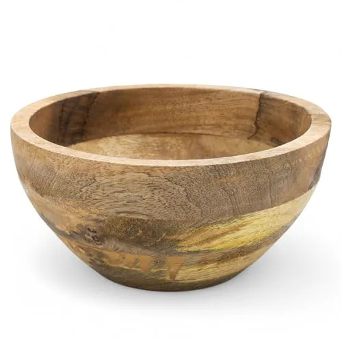 Spetebo Mango Deko Schale natur - 20 cm - Holz Obst Teller rund - Dekotablett Serviertablett Kerzentablett Dekoschale Servierschale Kerzenschale