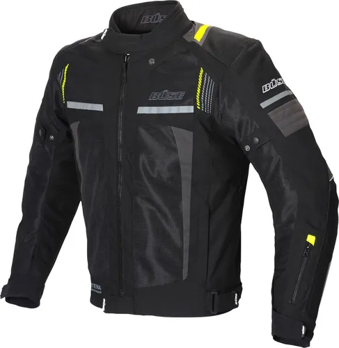 Büse Livorno Motorrad Textiljacke 2XL - Schwarz für Männer - Motorradjacke aus luftigem Netzgewebe, ideal für warme Tage. Verstellbare Weiten an Bund und Ärmeln sorgen für optimalen Komfort.