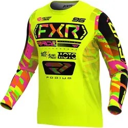 FXR Kids MX Jersey Podium HIVIS/Sherbet Camo - Sonstige Kategorie, langlebiges 100% Polyester-Material, ideal für Kinder, bietet Komfort und Sichtbarkeit beim Motocross.