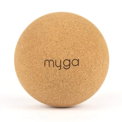 Myga Kork-Faszienmassageball | Ideal zur Entspannung und Selbstmassage | Punktuelle Behandlung | Triggerpunkttherapie und Tiefengewebemassage | 10 cm | Naturkork
