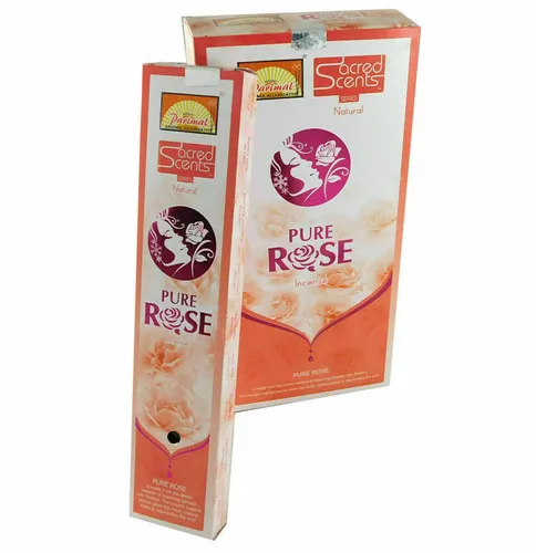Parimal Sacred Scents Pure Rose Agarbatti | Handgerollte natürliche Masala-Räucherstäbchen Box | 6 Packungen à 28 Gramm in einer Box | Export-Qualitätsprodukt