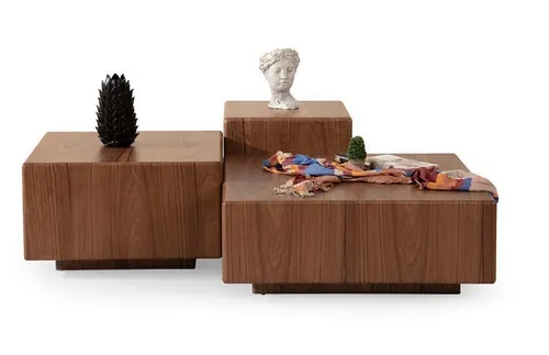 Beistelltisch 3er Set im modernen Design - Praktisches 3er Set Couchtische aus MDF, ideal für Ihr Wohnzimmer. Die quadratischen Tischplatten bieten vielseitige Einsatzmöglichkeiten und überzeugen durch ihr zeitgemäßes Design.
