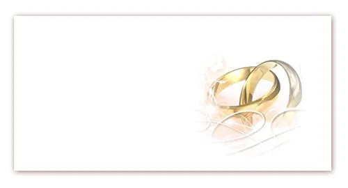 Stück Premium Briefumschläge DIN lang (110 X 220mm) mit Motiv bedruckt, Hochzeit Ringe, Briefhüllen Kuvert, ohne Fenster, haftklebend, 80g/m² (UMS-5017) 25