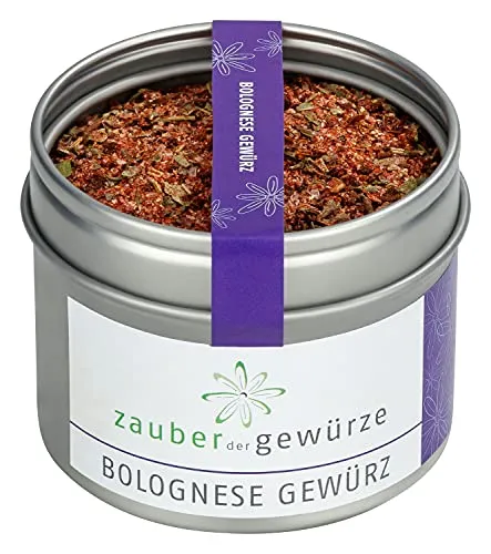 Zauber der Gewürze Bolognese Gewürz für italienische Spaghetti Bolognese und Lasagne, Nudelgerichte & Pasta, Top-Qualität in wiederverschießbarer Aroma-Dose, 75g