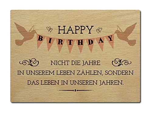 Interluxe Postkarte aus Holz Happy Birthday Nicht die Jahre Karte zum Geburtstag Gruß