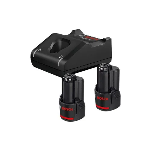 Bosch Professional 12V System Akku Starter-Set - 2x GBA 12V 6.0Ah Akku + Schnellladegerät GAL 12V-40, bis zu 300 % mehr Laufzeit und blitzschnelles Laden in 72 Minuten
