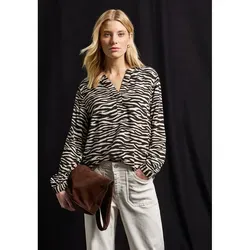 Street One Damen Tunika 3412077 mit Zebra Print, deep Roast Brown - Stylische Damenbluse im Animal Print, ideal für einen modernen Look. Perfekte Passform mit ca. 65 cm Länge und 58 cm Weite, bequem und modisch.