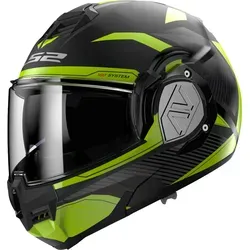 LS2 FF906 Advant Revo Klapphelm, schwarz-grün, Größe 3XL für Männer - Motorradhelm mit 180° rotierendem Kinnbügel und kratzfestem, UV-beständigem Visier. Ideal für komfortables Fahren und Sicherheit.