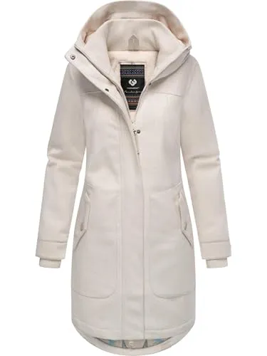 RAGWEAR Jannisa Coat Damen Wintermantel - Funktionsjacke, eleganter Kurzmantel in Woll-Optik, wasserabweisend und atmungsaktiv, ideal für kalte Tage mit hohem Stehkragen und tailliertem Schnitt.