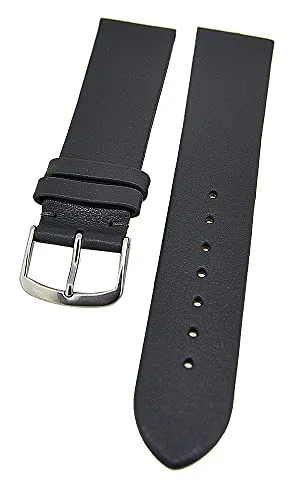 Uhrenhuette Uhrenarmband weiches Kalbslederband Stegbreiten 16mm - 24mm (Dunkelgrau, 20mm)
