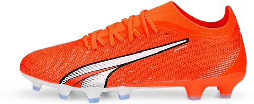 PUMA Herren Match FG/AG Fußballschuh - Ultra Orange White Blue G, 44 EU - Fußballschuhe mit TPU SPEEDPLATE Außensohle für optimale Traktion und Vortrieb, leichtes Mesh-Obermaterial und geschnittenen Kragen für perfekten Halt.