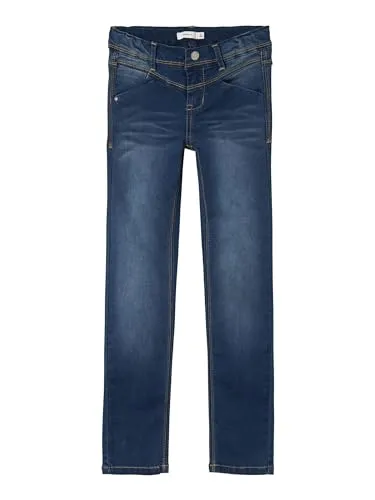 NAME IT Girl Jeans Skinny Fit - Mädchen-Jeanshosen mit verstellbarer Taillenweite für optimalen Tragekomfort, aus bequemen Stretchdenim gefertigt.