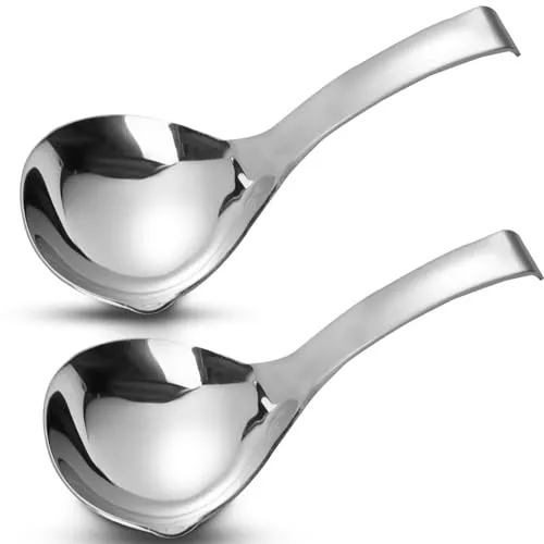Realand Suppenkelle, Suppenkelle, Suppenlöffel aus Edelstahl 304 mit Ausgießer, große Schöpfkelle, Löffel, Kochutensilien, Schöpflöffel zum Servieren, Metallschöpflöffel, Soßenkelle