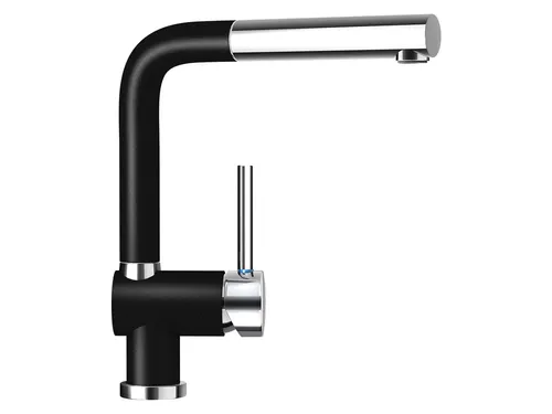 Schock Küchenarmatur Piega Hochdruck - Ausziehbarer Auslauf in Schwarz - Armatur für die Spüle mit 100° Schwenkbereich und Rückflussverhinderer, ideal für flexibles Arbeiten in der Küche.