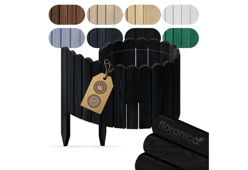 Floranica Palisade Flexible Rasenkante Rollborder 100x10 cm, Schwarz - Vielseitige Beetumrandung aus Kiefernholz für stilvolle Gartengestaltung. Flexibel einsetzbar für Rasenbegrenzungen, Hochbeete und als dekorativer Zaun. Schnelle Montage ohne Graben.