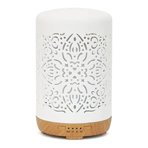 Earnest Living Diffusor für ätherische Öle, weißer Keramik-Diffusor, 250 ml, Timer, Nachtlichter und Auto-Off-Funktion, Heimbüro, Luftbefeuchter, Aromatherapie-Diffusoren, Geschenk