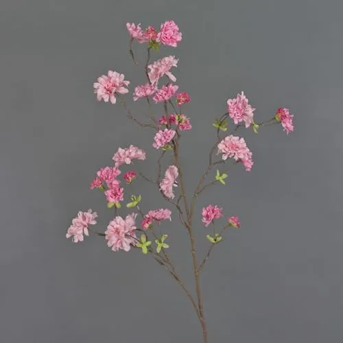 artplants.de Kunstzweig Japanische Zierkirsche KENZUKE, 85 cm - Künstlicher Kirschblütenzweig in Rosa, ideal für kreative Dekoideen. Gesamtlänge 85 cm, perfekt für stilvolle Arrangements im Heim & Garten.
