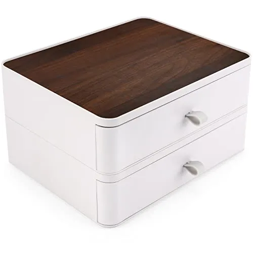 BELLE VOUS Schreibtisch Organizer in Holzoptik mit 2 Schubladen