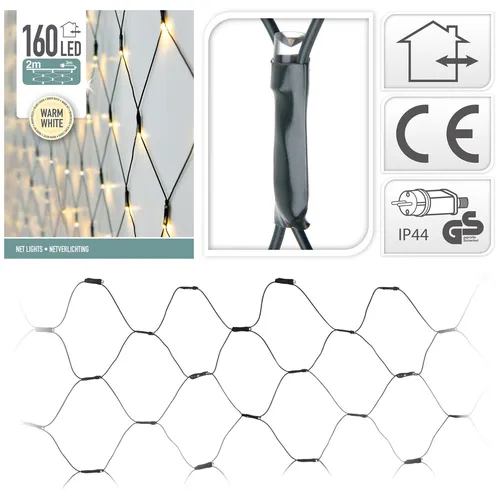 Lichternetz 160 LED warmweiß - Innen+Außen - Weihnachtsbeleuchtung mit 160 warmweißen LEDs, ideal für stimmungsvolle Dekorationen im Innen- und Außenbereich.