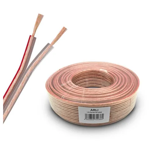 100m Lautsprecherkabel 2 x 1,5 mm² - Transparentes Audio Kabel - HiFi-Kabel mit flexibler CCA Kupferleitung und Adern Polaritätskennzeichnung für optimalen Klang. Ideal für Heimkino und Musikliebhaber.