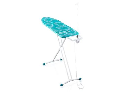 Leifheit Bügeltisch Air Board M Solid Plus – Höhenverstellbar mit Steckdose - Ultraleichter Bügeltisch (120 x 38 cm) mit Thermo-Reflect-Bezug für effizientes Bügeln. Höhenverstellbar von 76 bis 100 cm, mit stabiler Ablage und Kabelhalter – ideal für komfortables und rückenschonendes Arbeiten.