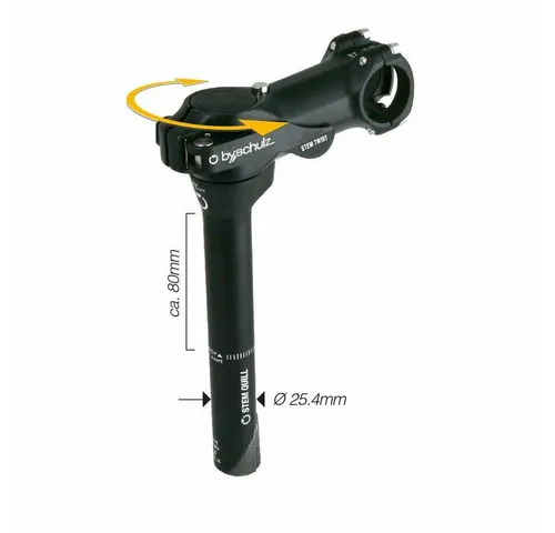 by.schulz Lenkervorbau Stem Quill Twist SDS 90mm - Lenkervorbau für MTB und Rennrad, verstellbar mit Twist-Funktion für sekundenschnelle Anpassungen, aus leichtem Aluminium und schwarz eloxiert.