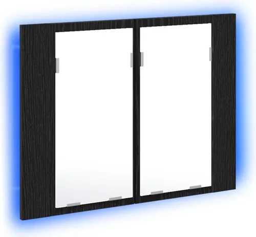 vidaXL LED Spiegelschrank Schwarz Eiche 60x12x45 cm