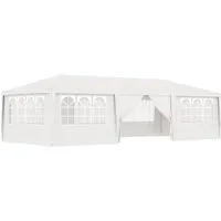 vidaXL Profi-Partyzelt 4×9 m Weiß mit Seitenwänden - Pavillon aus UV- und wasserbeständigem Polyethylen, stabiler rostfreier Stahlrahmen, ideal für Gartenpartys mit dekorativen Fenstern und einfacher Montage.