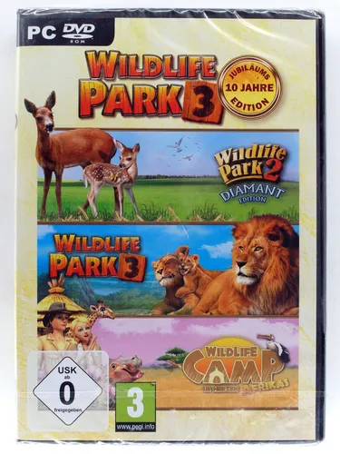 Wildlife Park 3 - 10 Jahre Jubiläumsedition - Erlebe die umfangreiche Wildlife Park 3 - Jubiläumsedition mit Wildlife Park 2 und Wildlife Camp, ideal für Tierliebhaber und Strategiespiel-Fans auf PC.