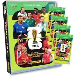 Fifa World Cup 2026 Adrenalyn XL - Sammelkarten Set mit 1 Mappe + 4 Booster - Sammelkarten-Set zur Fifa World Cup 2026 mit 1 Mappe und 4 Boostern (32 Karten). Erlebe beeindruckende Spielerbilder und einzigartige Effekte, um dein Traumteam zu erstellen und spannende Spielmodi auszuprobieren!