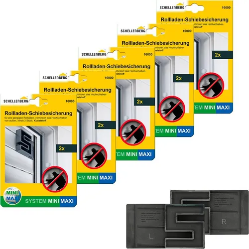 SCHELLENBERG Rollladensicherung Mini und Maxi, 10-tlg Set - Fenstersicherungen mit einbruchhemmender Wirkung, einfach zu montieren und ideal für Mieter, schützt vor Hochschieben des Rollladens.