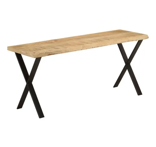 vidaXL Sitzbank aus Mango-Massivholz mit Stahlbeinen - Sitzbank für Esszimmer, Wohnzimmer oder Flur, gefertigt aus robustem Mango-Massivholz mit einzigartiger Baumkante und stabilen Stahlbeinen für einen modernen Industrial Style.