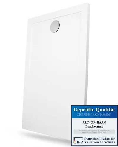 Extra flache Duschtasse Duschwanne kratzfest weiß Hochglanz 140 x 80 x 3,5 cm