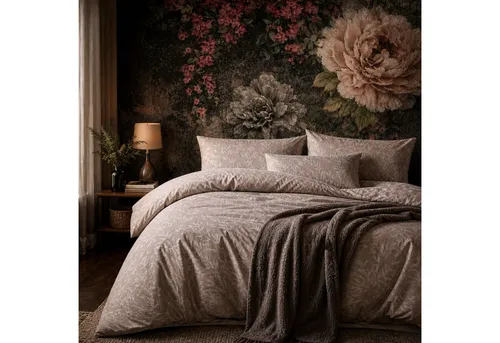 ZIRVEHOME Bettwäsche Beige 4-teilig, 135x200 cm mit Natur Blätter Design - Stilvolle 4-teilige Bettwäsche in Beige mit elegantem Bambusblätter-Muster. Hergestellt aus 80% Baumwolle und 20% Polyester für optimalen Komfort und Pflegeleichtigkeit. Ideal für eine harmonische Schlafzimmeratmosphäre.