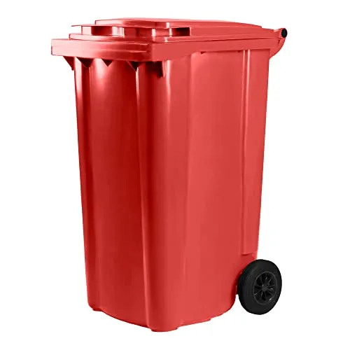 Hardwex Mülltonne 240 l Rot - Robuste 240-Liter Mülltonne aus HDPE-Kunststoff, witterungsbeständig und ideal für Haushalte, Unternehmen und Städte. Leicht zu handhaben dank Gummirädern und pflegeleichtes Design.