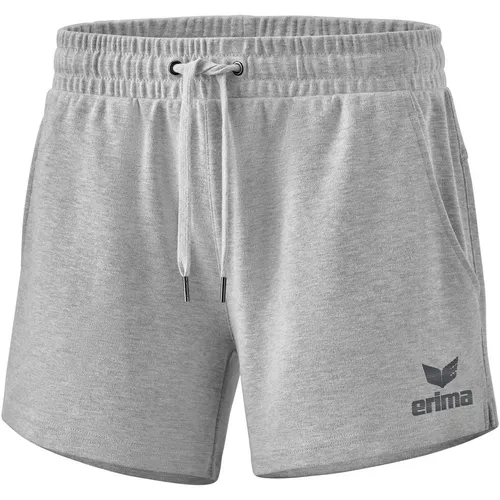 Erima Freizeithose Essential Team Sweatshorts kurz - Damen, Größe 34, hellgrau - Badmintonbekleidung Damen - Weicher Baumwollmix mit leichtem Stretch für optimalen Komfort, ideal für Zuhause oder beim Training.