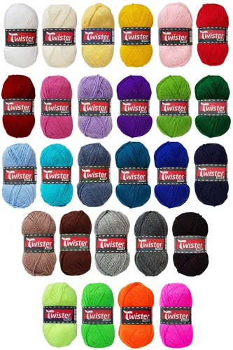 20x50 Gramm Twister Wolle Sport 50 - Bunt Mix aus 100 % Polyacryl - Häkelgarne in lebendigen Farben, ideal für kreative Projekte und langlebige Ergebnisse.