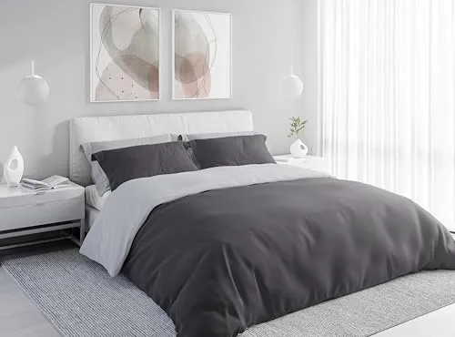 Wolkenfeld Bettwäsche 135x200 grau - kuschelig weiches Wende-Set - Bettwäsche-Set aus Oeko-Tex zertifizierter Supermikrofaser, unglaublich weich und pflegeleicht - ideal für gemütlichen Schlaf in jeder Jahreszeit.