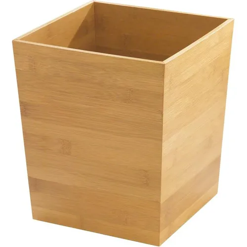 mDesign Stilvoller Abfalleimer Mülleimer Bambusoptik Holzfaser quadratisch natur