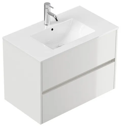 Magnolia Home Hängeschrank Badmöbel Taifun & Waschtisch 80cm 2 Greifraum SoftClose Auszüge weiß H