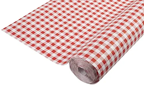 Pronappe Tischdecke R482570I Einweg-Tischdecke aus Damastpapier Länge 25m Breite 1,20m (pro Rolle) Farbe Vichy rot Damastpapier mit universellem Muster schick und klassisch