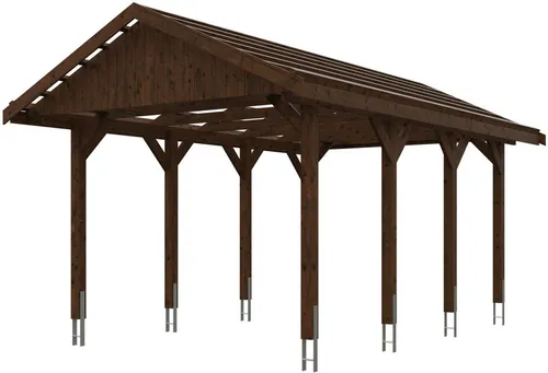 Einzelcarport SKAN HOLZ Wallgau 380 x 600 cm - Gartenhäuser, Geräteschuppen & Carports - Robuster Carport mit Satteldach und H-Pfostenanker für optimalen Schutz und langlebige Nutzung.