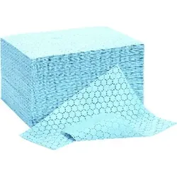 Ölbindetücher verstärkt blau 40x50cm, 100 Stück - Ölbindevlies, doppellagig aus fusselfreiem Polypropylen, ideal zur effektiven Öl- und Kraftstoffaufnahme in Produktionsbereichen und bei Chemieunfällen.