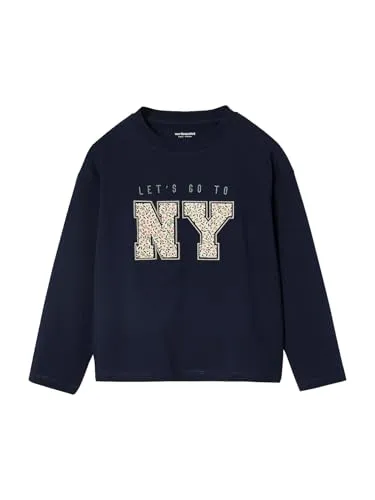 Vertbaudet Shirt mit Buchstaben-Applikation Mädchen Marine 128