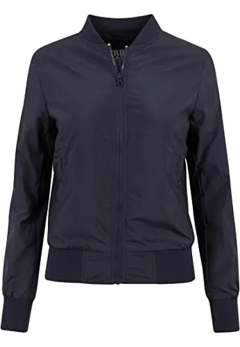 Urban Classics TB1217 Damen Jacke - Light Bomber Jacket in Navy - Funktionsjacken: Leichte Bomberjacke für Frauen mit elastischen Rippbündchen, ideal für Übergangszeiten und bietet angenehmen Tragekomfort.