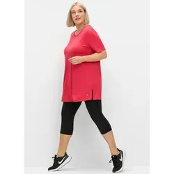 Sheego Trainingsshirt Longshirt Kurzarm grün 44/46 EU von sheego