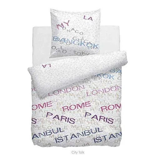 HnL Flanell Bettwäsche Streetlife Bunt 135x200 cm und 80x80 cm