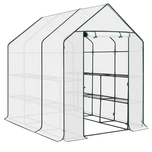 WOLTU Foliengewächshaus 143x215x195 cm - Gartengewächshaus aus UV-beständigem PVC, ideal für den Anbau von Gemüse und Pflanzen. Mit Reißverschluss für optimale Belüftung und Schutz vor Witterung.