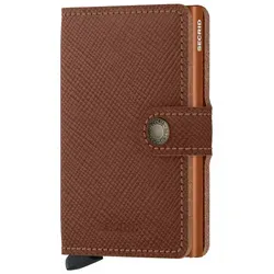 SECRID Miniwallet Saffiano Caramel - Portemonnaie aus kratzfestem Saffiano-Leder, bietet Platz für bis zu 6 Karten und schützt vor unerwünschter Mobilkommunikation dank Aluminium-Cardprotector.
